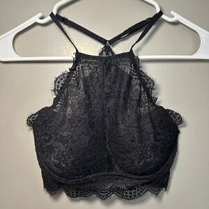 Victorias Secret PINK Push Up Bralette Women Size S Lace Dark Coquette‎ Festival